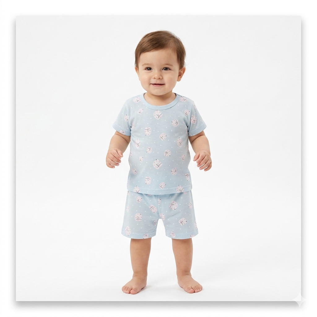 Cat Print shorts set (6month to 1year)