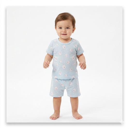 Cat Print shorts set (6month to 1year)
