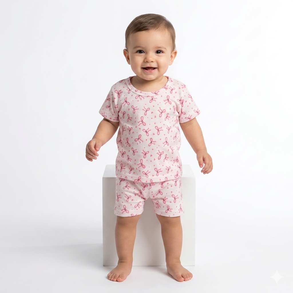 Ribbon Print shorts set (6month to 1year)