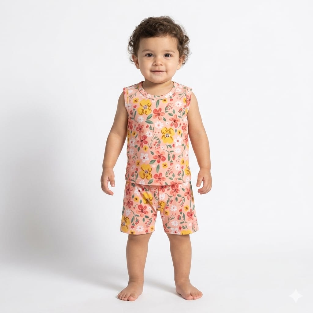 Flower Sleeveless Shorts Cordset (6month to 1year)
