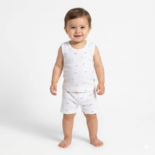 Little Berry Print Sleeveless Shorts Cordset (6month to 1year)
