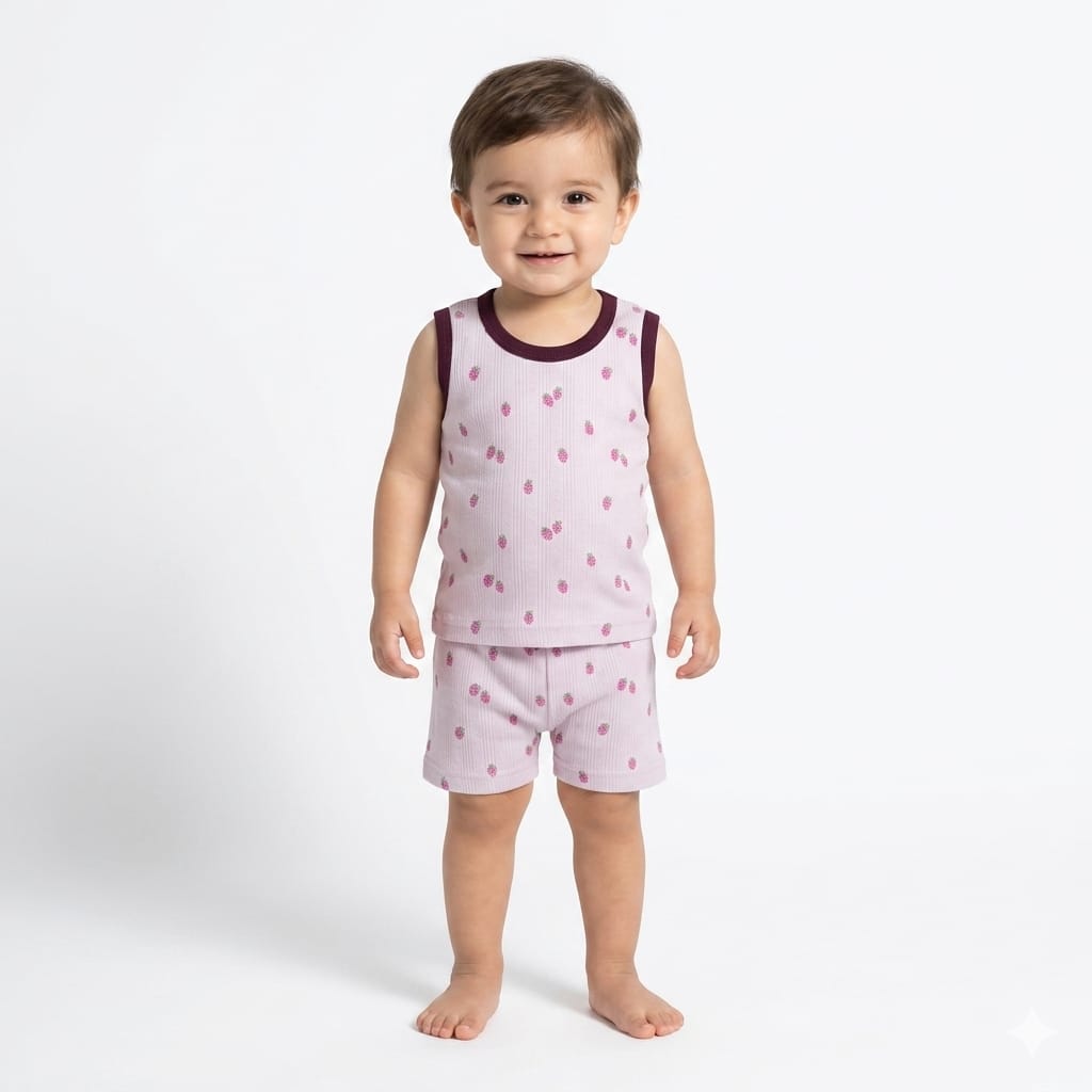 Berry Print Sleeveless Shorts Cordset (6month to 1year)