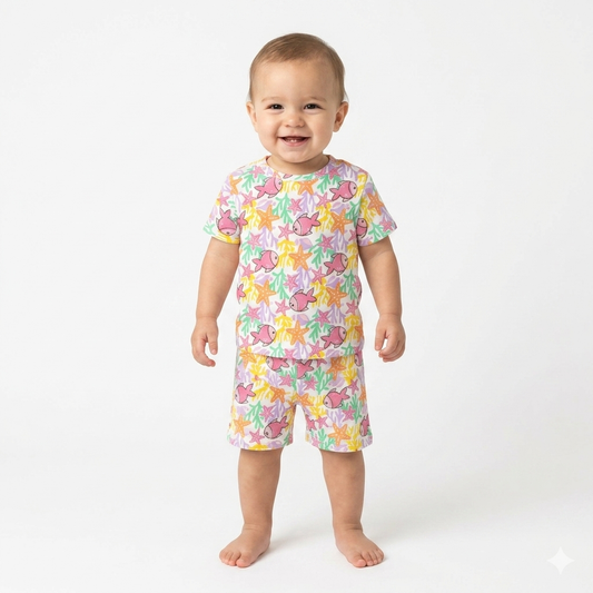 Fish Print Shorts Set (4year to 5year)