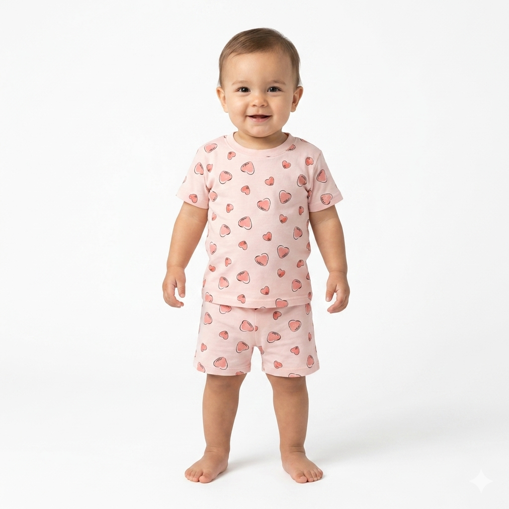 Heart Print Shorts Set (4year to 5year)