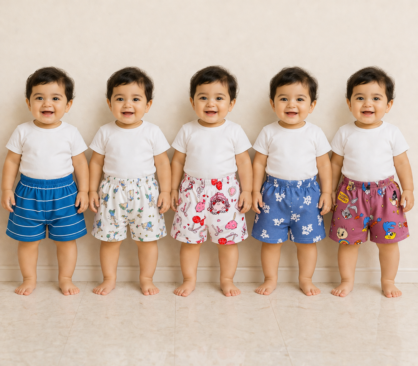 Kids Printed Shorts (Pack of 10 only)
