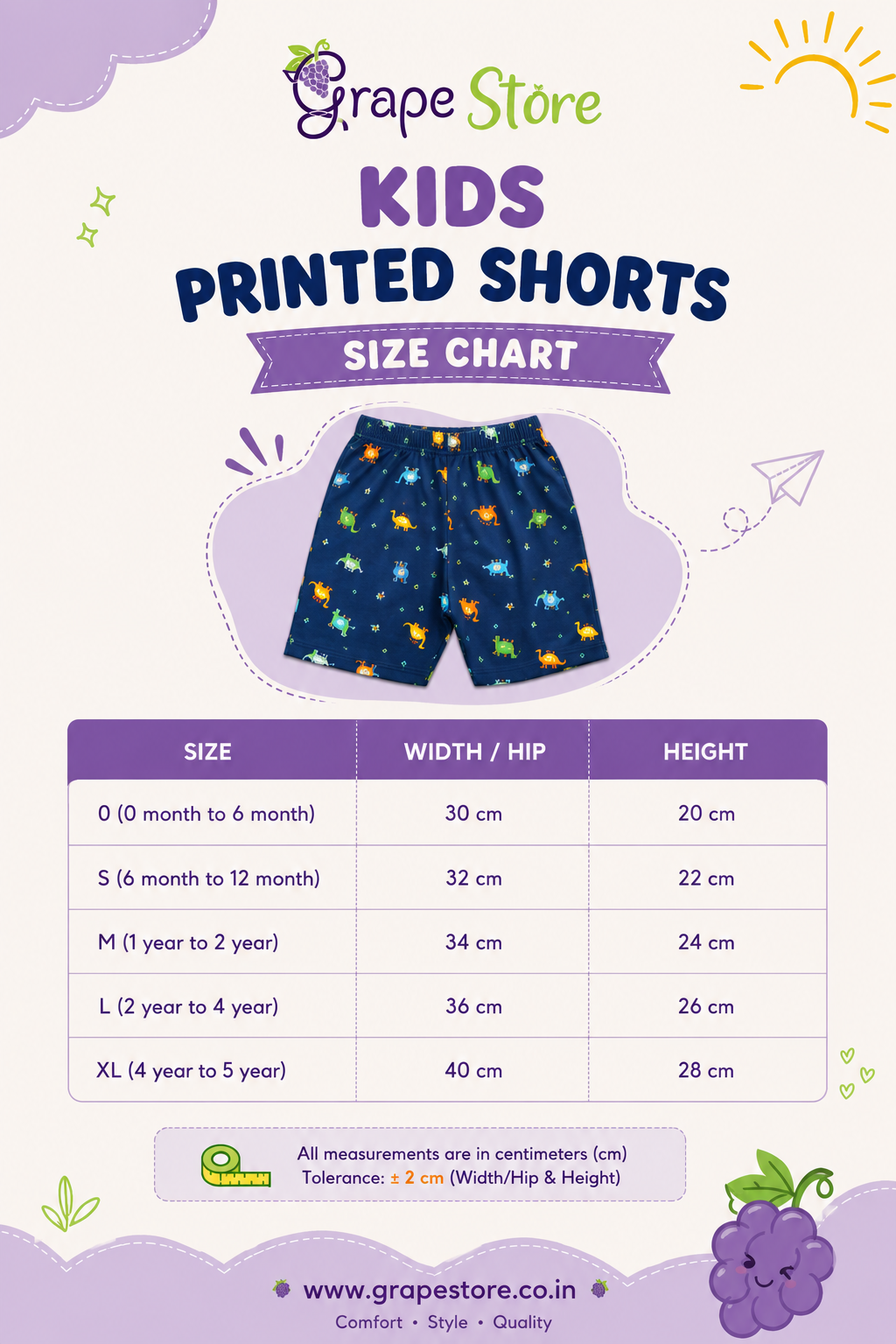 Kids Printed Shorts (Pack of 10 only)