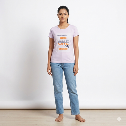 Light Pink Print Womens T-shirts