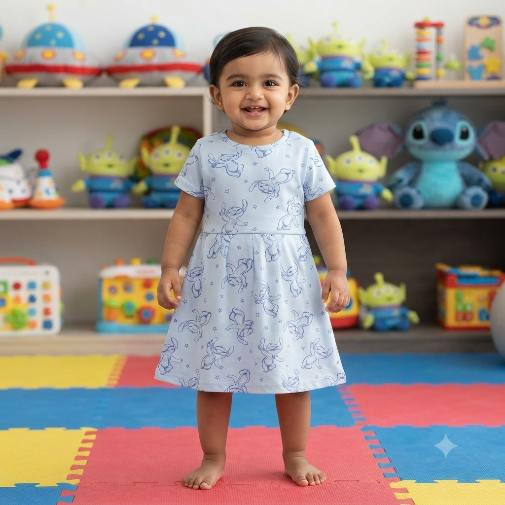 Stitch Kids printed frock (4years to 5years)