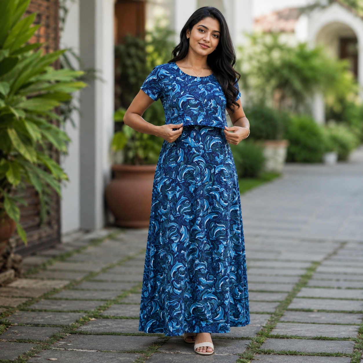Multi Fish Print Zipless Feeding Loungewear (XL) BB