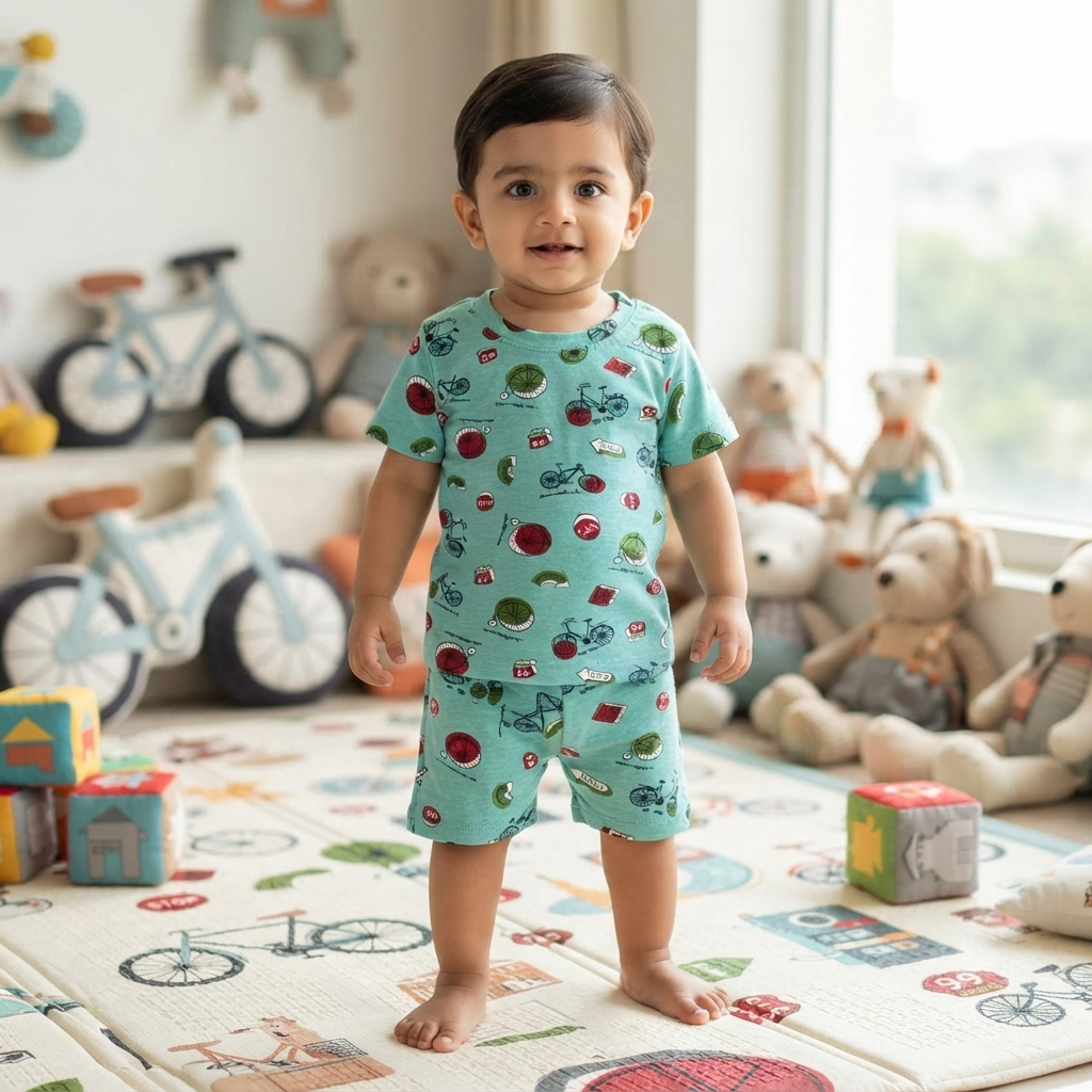 Cycle & Ball Print Shorts Cordset (6month to 1year)