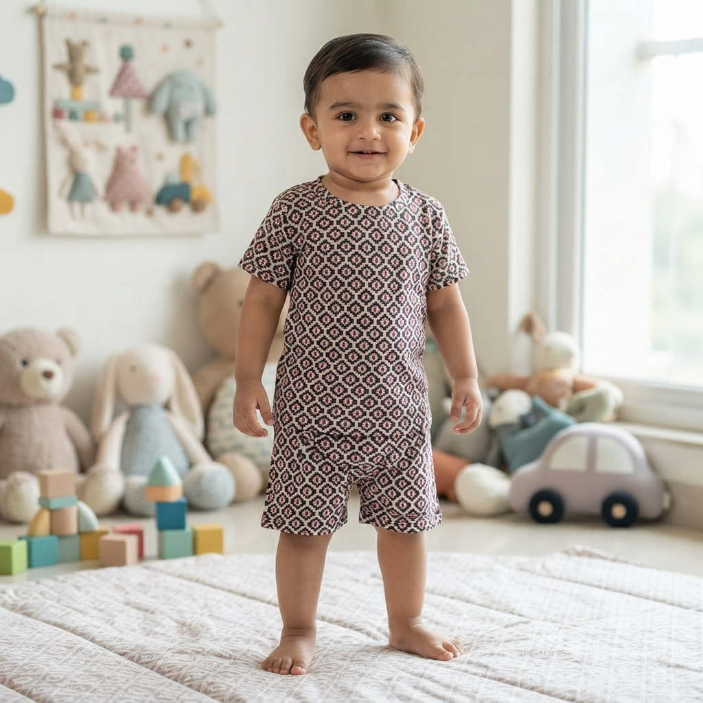 Geometric Print Shorts Cordset (3year to 4year)