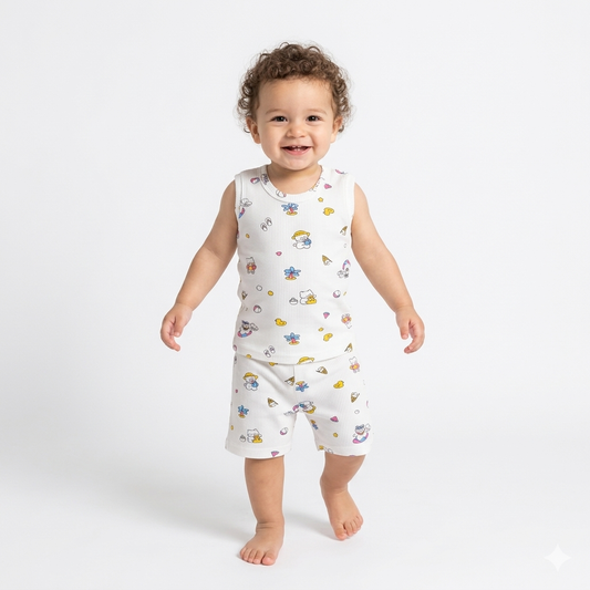 Cute print Premium ribbed shorts cordset ( 5year to 6years)