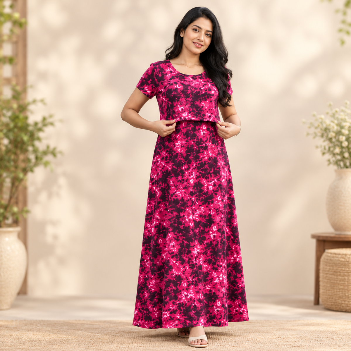 Pink Die & Dye Print Zipless Feeding Loungewear (XXL) BB
