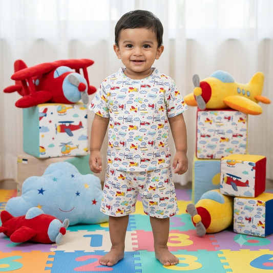 Mini Flight Print Shorts Cordset (1year to 2year)