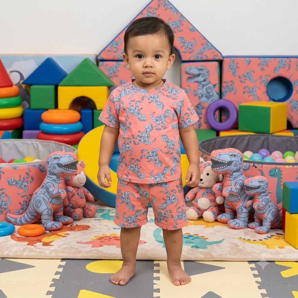 Robo Dino Print Shorts Cordset (3year to 4year)