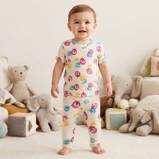 Colourful Premium Print Ribbed Pant Cordset (5year to 6year)