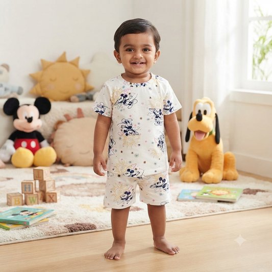 Sun & Micky Print Shorts Cordset (3year to 4year)