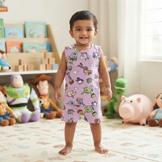 Toy Story Print Sleeveless Shorts Cordset (2year to 3year)