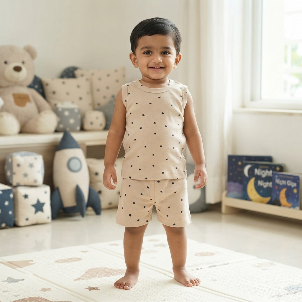 Star Print Sleeveless Shorts Cordset (2year to 3year)