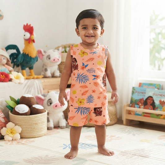 Moana Print Sleeveless Shorts Cordset (4year to 5year)