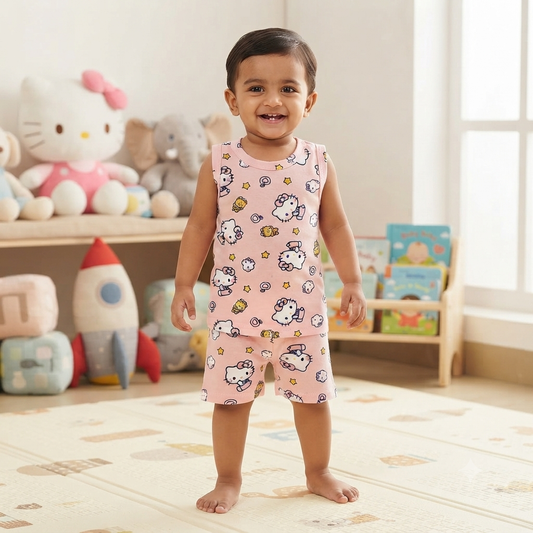 Hello Kitty Print Sleeveless Shorts Cordset (4year to 5year)