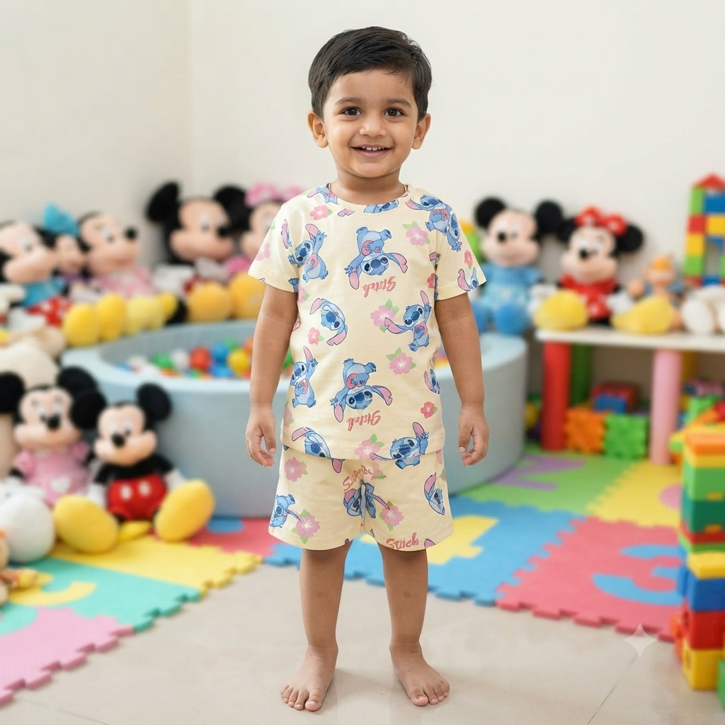 Stitch Print Shorts Cordset (1year to 2year)
