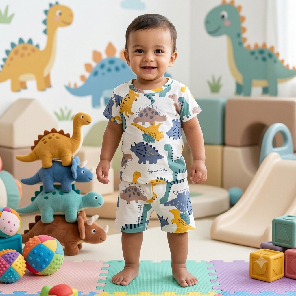Little Dino Print Shorts Cordset (1year to 2year)