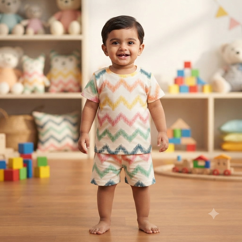 Colourful Print Shorts Cordset (1year to 2year)