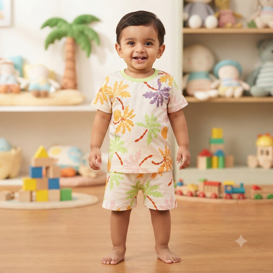 Colourfull Tree Print Shorts Cordset (1year to 2year)