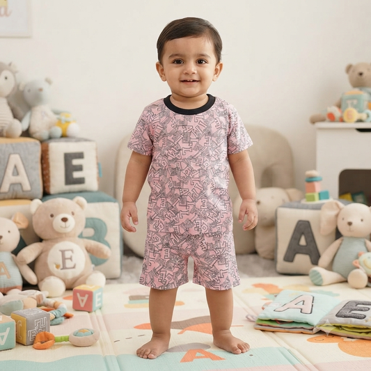 Alphabet Print Shorts Cordset (1year to 2year)