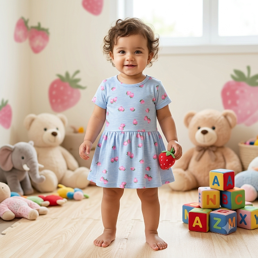 Strawberry Kids printed frock ( 1years to 2years)