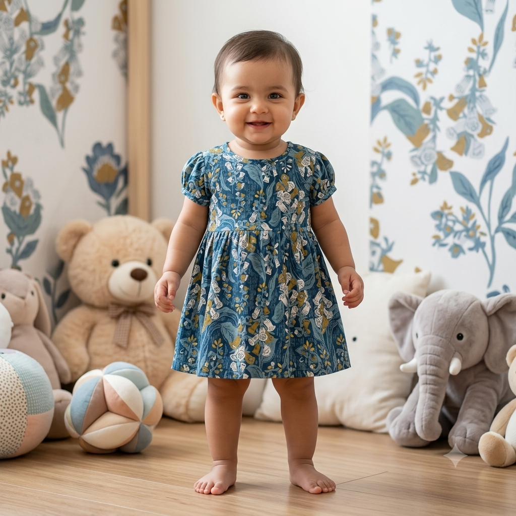 Flower  Kids printed frock ( 4years to 5years)