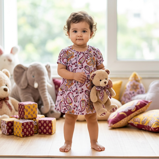 Fancy design Kids printed frock ( 4years to 5years)