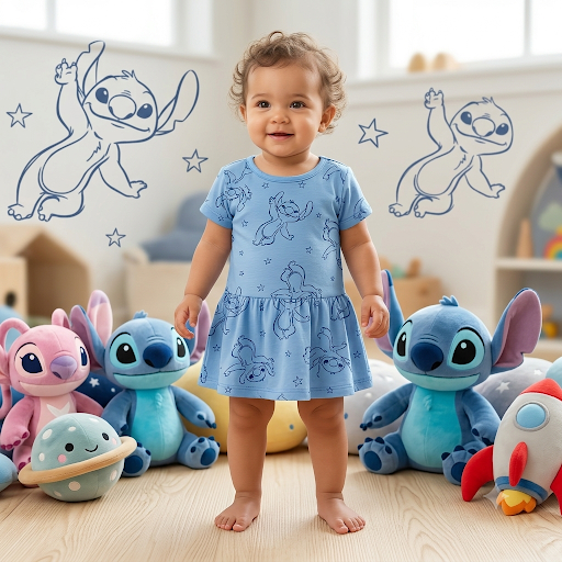 Stitch  Kids printed frock ( 1year to 2years)