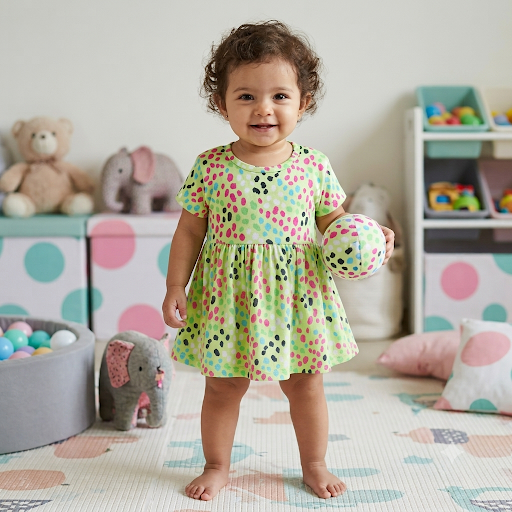 Colorful Dots Kids printed frock ( 2years to 3years)
