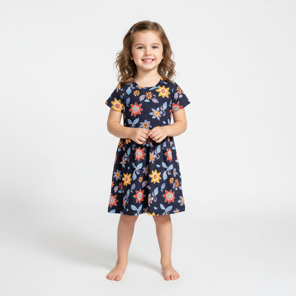 White Flower Frock Sleeve (18months to 2years)