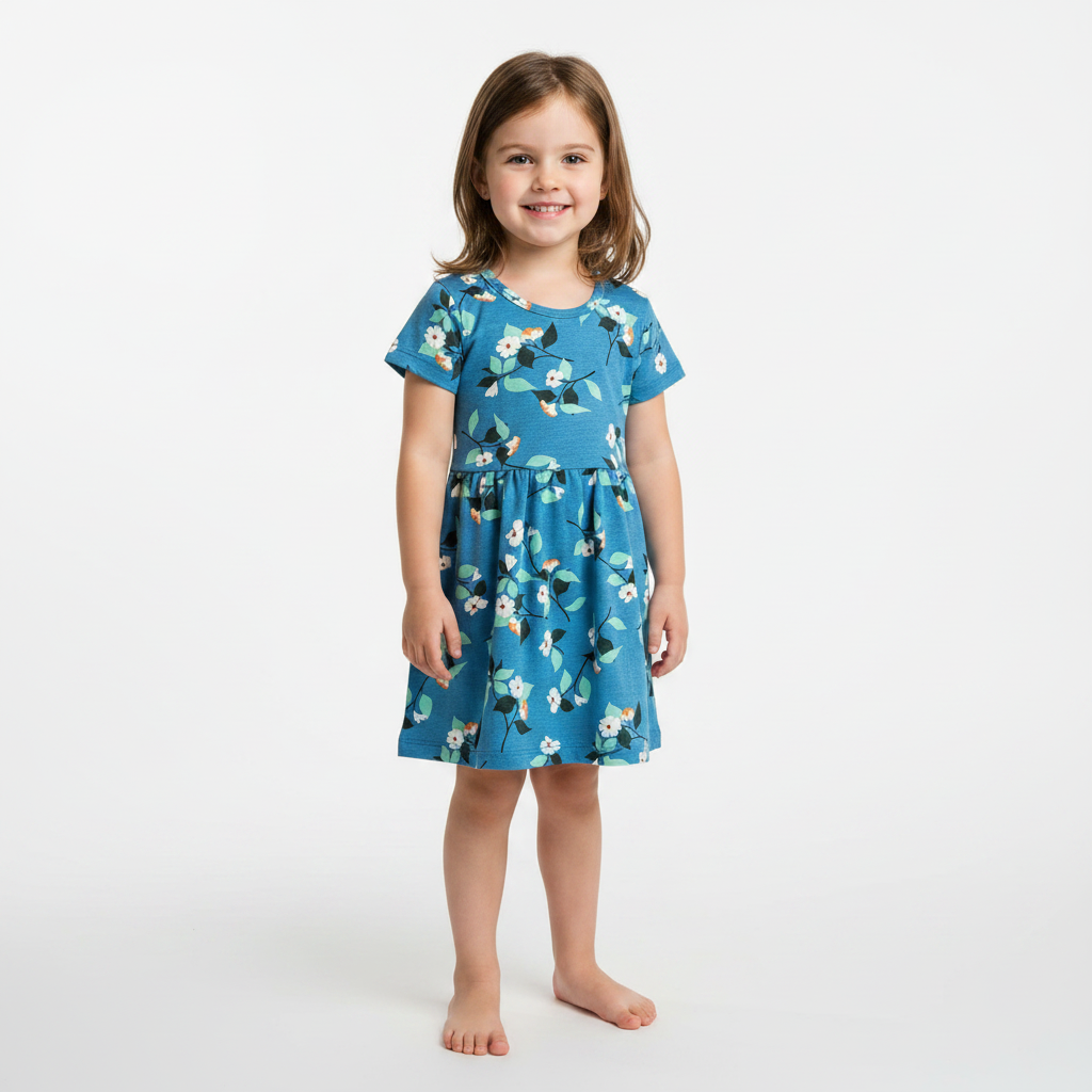 Light Blue Frock Sleeve (3years to 4years))