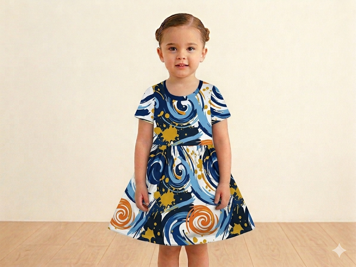 Paint Style Frock Sleeve (4years to 5years))