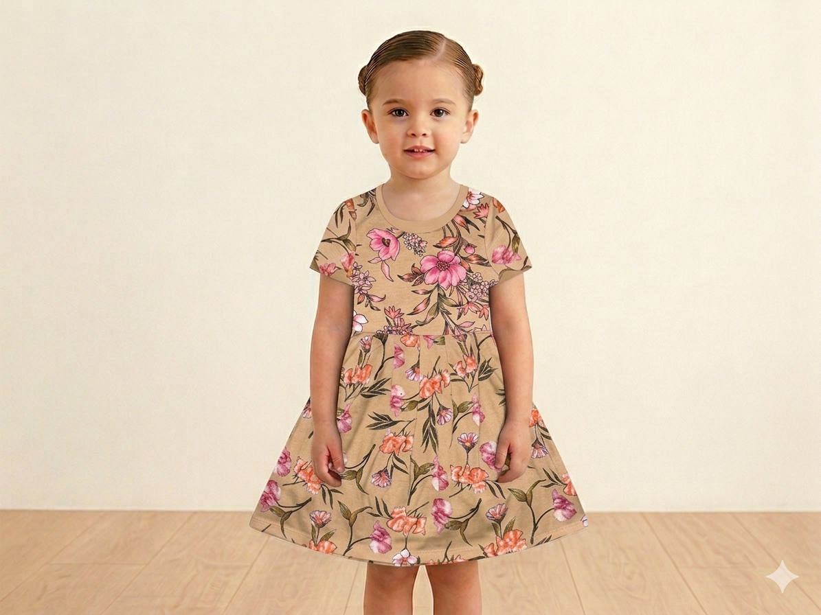 Cream Frock Sleeve (4years to 5years))
