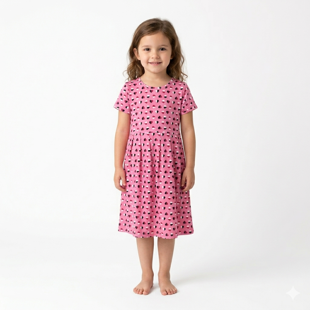Pink Frock Sleeve (5years to 6years)