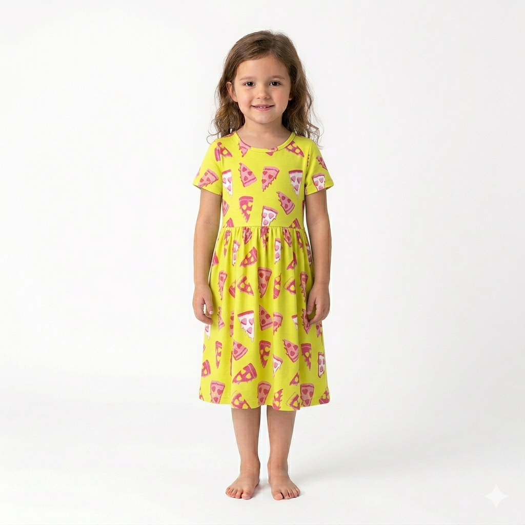 Pizza Frock Sleeve (5years to 6years)