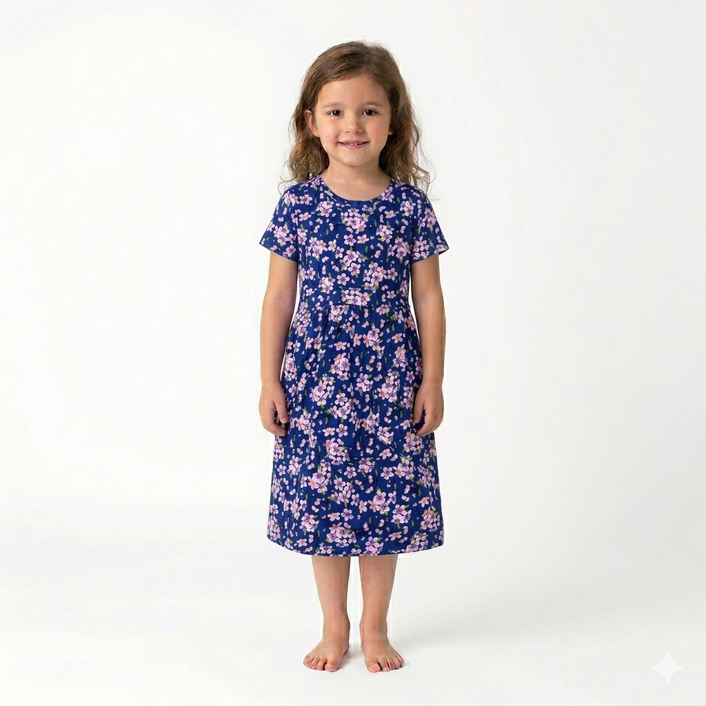 Blue Frock Sleeve (5years to 6years)