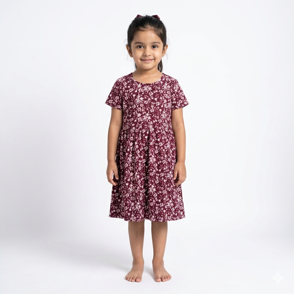 Maroon Frock Sleeve (5years to 6years)