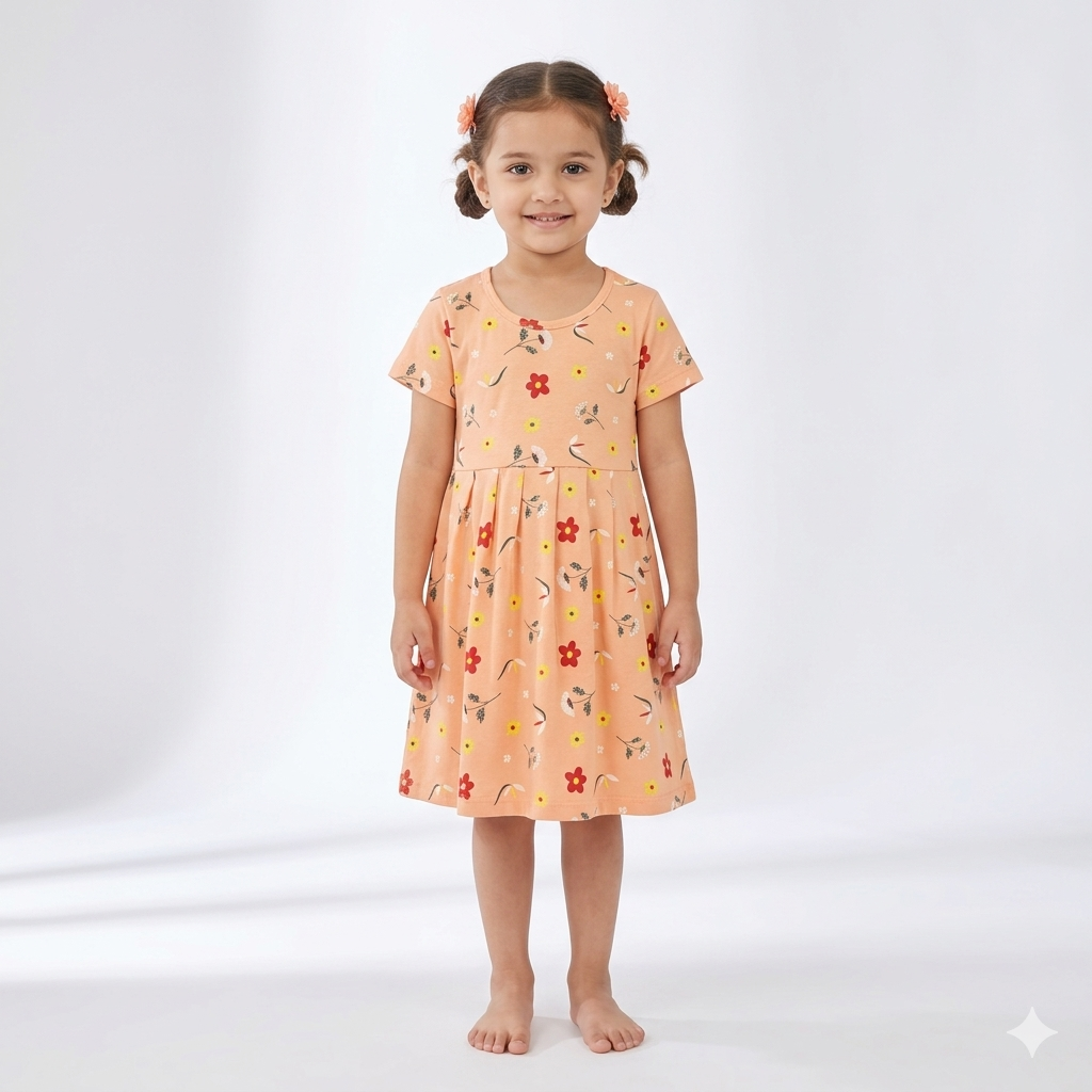 Cream Frock Sleeve (5years to 6years)