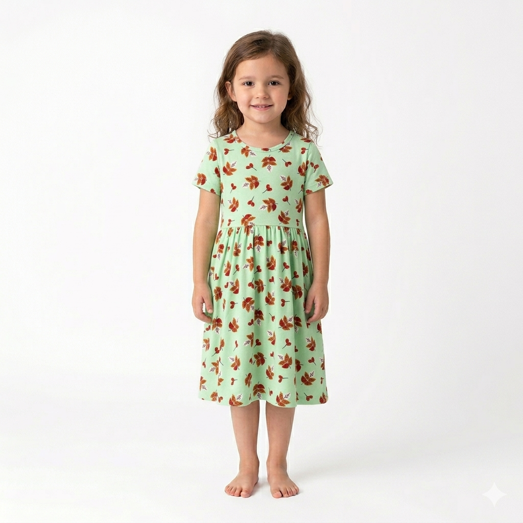 Leaf Frock Sleeve (7years to 8years)
