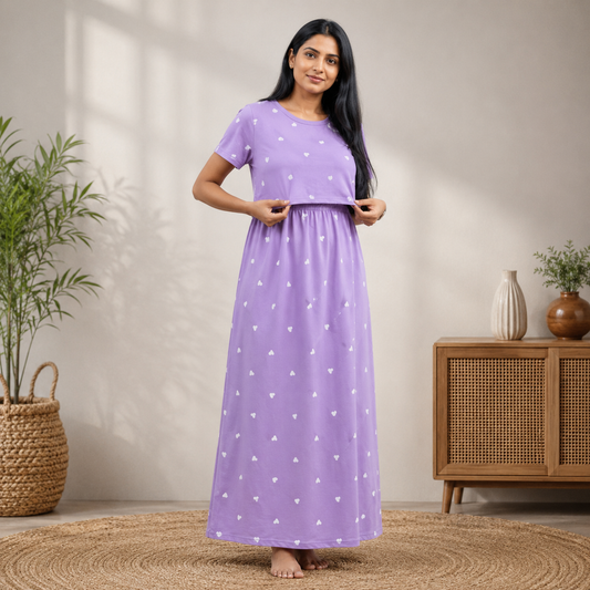 Heartin Violet Zipless Feeding Loungwear