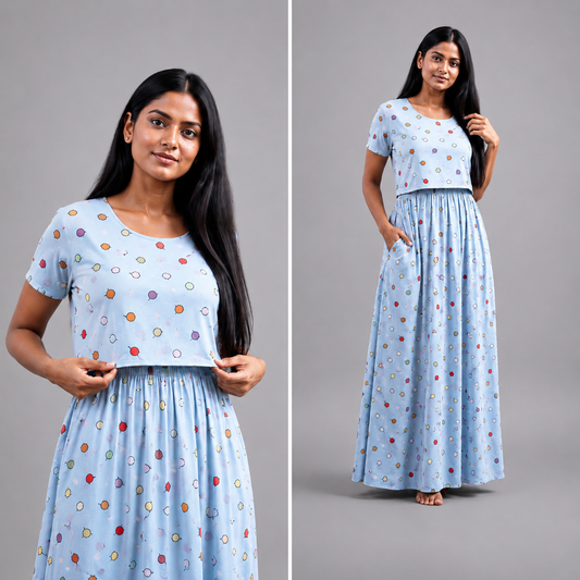 Colourful bloon print Zipless Feeding Loungwear