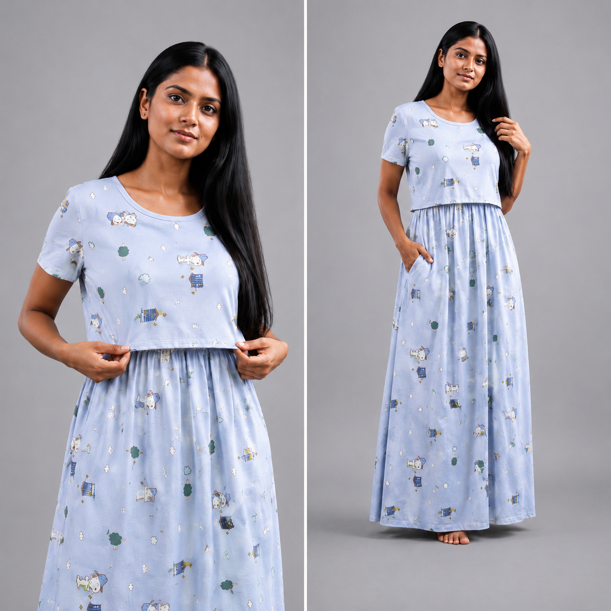 Cartoon Zipless Feeding Loungwear