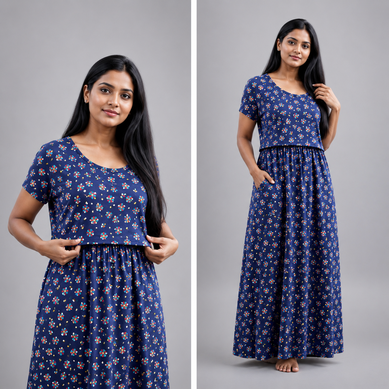 Dark Blue Zipless Feeding Loungwear