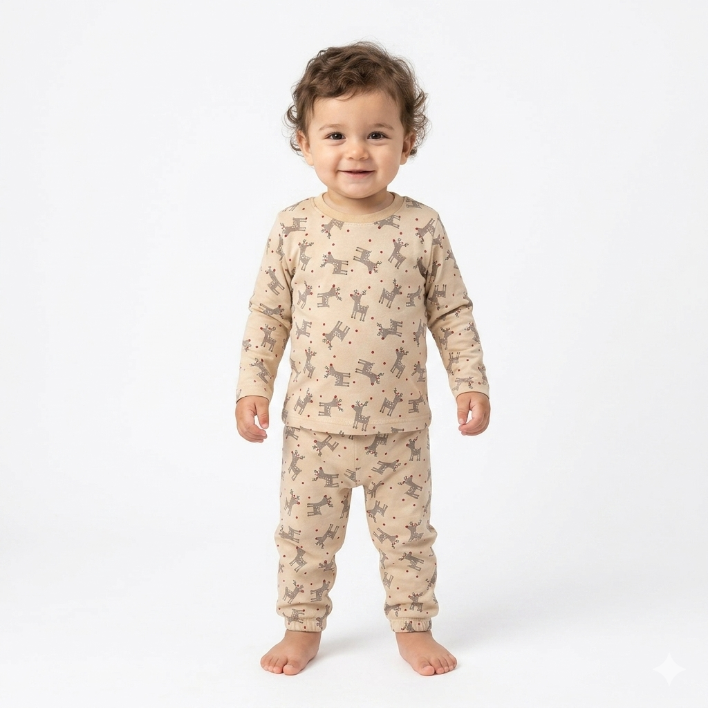 Deer Printed Full Sleeve Pant Cordset (7year to 8year)
